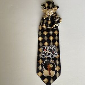 Positive Vibe Junkie Tie: Black & GoldTie with Black Girl Magic Patch